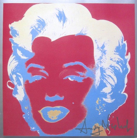 ANDY WARHOL, Signed Print, 1982: Andy WARHOL, "Marilyn Monroe", signed Print. From a signed VIP-catalog from 1982. Hand signed by Andy Warhol in silver pen. Size: 9 x 9 in (23 x 23 cm).