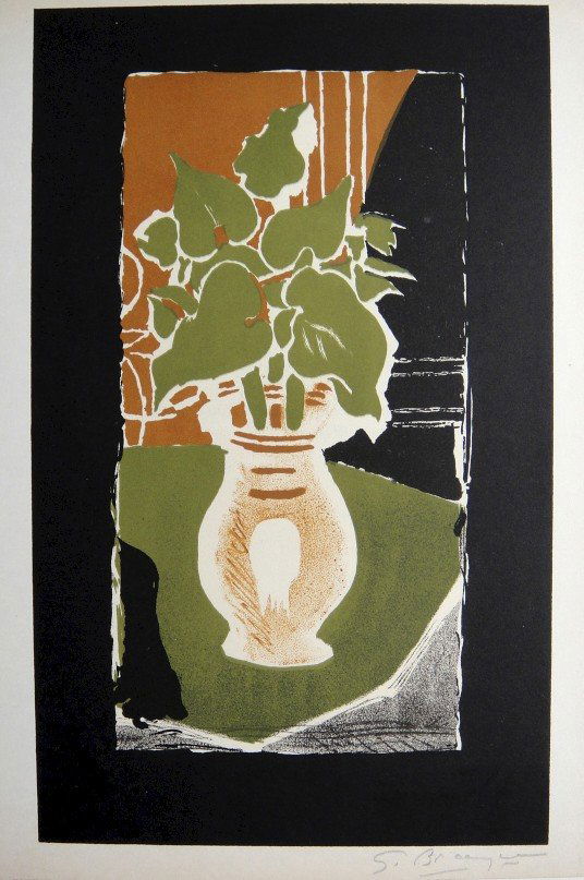 Georges Braque Lithograph Ecole de Paris 1952: Original lithograph from a VIP folder, 1952. Hand signed by Georges Braque in pencil. Lithograph: Fernand Mourlot, Paris. Editeur and Prov: Galerie Maeght, Paris. Size: 11.8 x 9 inches (30 x 23 cm), p