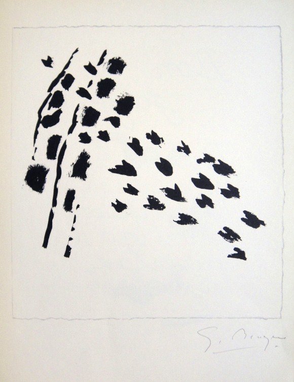 Georges Braque, hand signed original Lithograph, 1959: Original Lithograph by Georges Braque. Hand signed in pencil by Braque. From a signed VIP book, published in 1959. Editeur: Maeght, Paris. Size: 14.96 x 10.83 inches (38 x 27.5 cm), printed on the bac