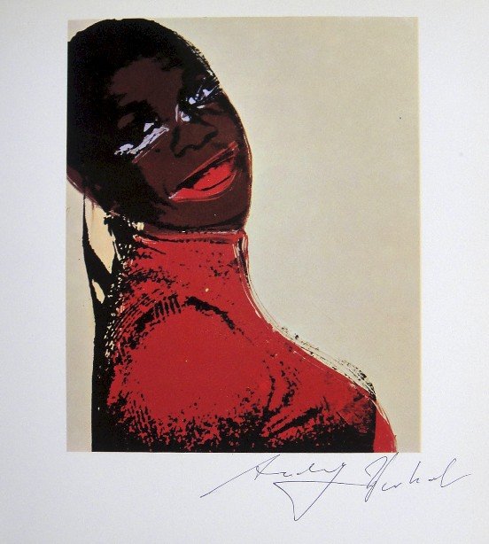 Andy Warhol, signed offset Print, 1975: Signed offset Print "Ladies and gentlemen" by Andy Warhol. Hand singed by Andy Warhol in black pen. From a special VIP book 1975. Size: 8.86 x 7.87 inches (22.5 x 20 cm), titel on the back.