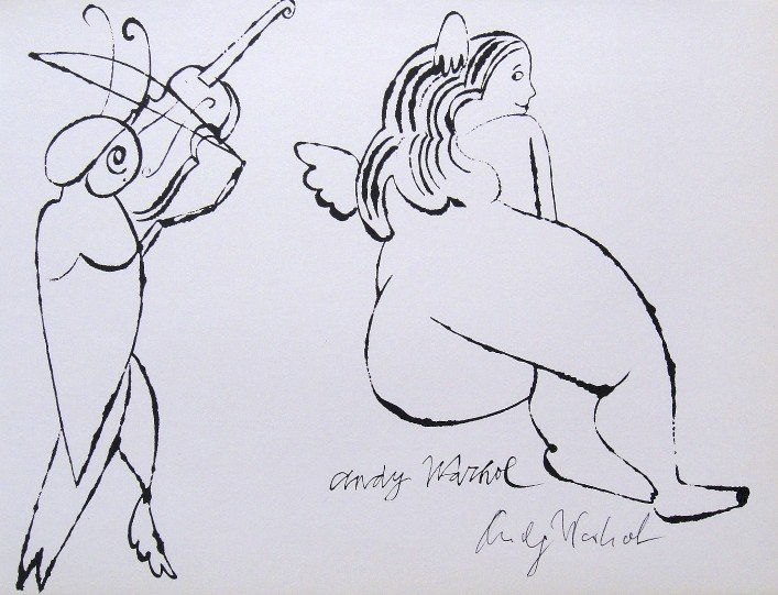 Andy WARHOL, signed offset Print, 1975: Andy Warhol, signed offset Print "In the Bottom of my Garden". From the series "Gold Book". Hand signed by Andy Warhol in black pen. 2nd Edition published in 1975. Size: 8.07 x 11.02 inches (20.5 x 28