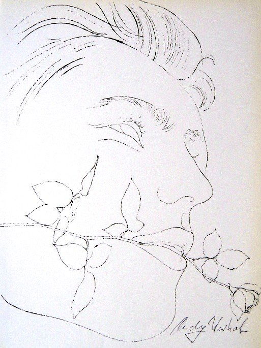 Andy WARHOL, signed offset Print, 1975: Andy Warhol, signed offset Print "In the Bottom of my Garden". From the series "Gold Book". Hand signed by Andy Warhol in black pen. 2nd Edition published in 1975. Size: 8.07 x 11.02 inches (20.5 x 28