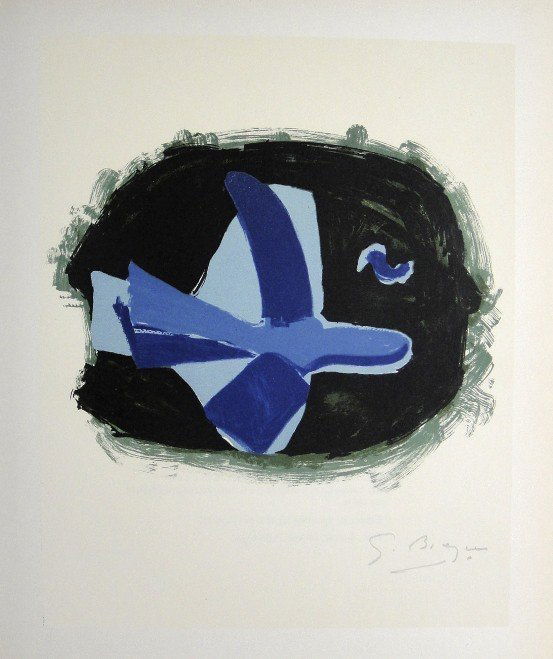 Georges Braque Lithograph Ecole de Paris 1952: Original lithograph from a VIP folder, 1952. Hand signed by Georges Braque in pencil. Lithograph: Fernand Mourlot, Paris. Editeur and Prov: Galerie Maeght, Paris. Size: 11.8 x 9 inches (30 x 23 cm), p