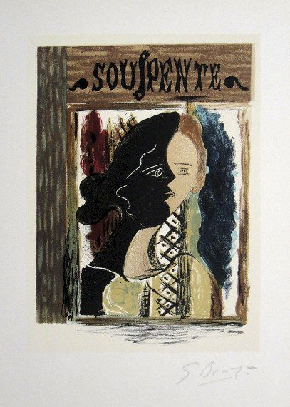 Georges Braque Lithograph Ecole de Paris 1952: Original lithograph from a VIP folder, 1952. Hand signed by Georges Braque in pencil. Lithograph: Fernand Mourlot, Paris. Editeur and Prov: Galerie Maeght, Paris. Size: 11.8 x 9 inches (30 x 23 cm), p