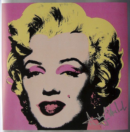 ANDY WARHOL, Signed Print, 1982: Andy WARHOL, "Marilyn Monroe", signed Print. From a signed VIP-catalog from 1982. Hand signed by Andy Warhol in silver pen. Size: 9 x 9 in (23 x 23 cm).