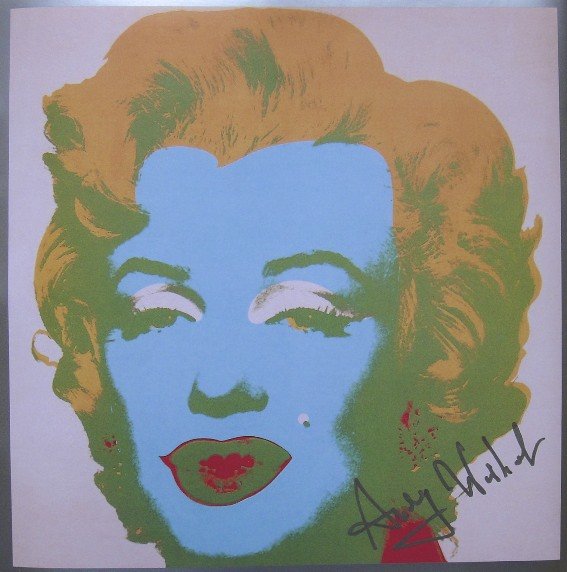 ANDY WARHOL, Signed Print, 1982: Andy WARHOL, "Marilyn Monroe", signed Print. From a signed VIP-catalog from 1982. Hand signed by Andy Warhol in silver pen. Size: 9 x 9 in (23 x 23 cm).