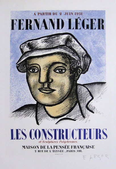 Fernand Leger Lithograph Ecole de Paris 1952: Original lithograph from a VIP folder, 1952. Hand signed by Fernand Leger in pencil. Lithograph: Fernand Mourlot, Paris. Editeur and Prov: Galerie Maeght, Paris. Size: 11.8 x 9 inches (30 x 23 cm).