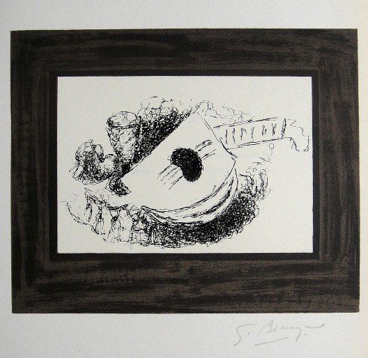 Georges Braque Lithograph Ecole de Paris 1952: Original lithograph from a VIP folder, 1952. Hand signed by Georges Braque in pencil. Lithograph: Fernand Mourlot, Paris. Editeur and Prov: Galerie Maeght, Paris. Size: 11.8 x 9.45 inches (30 x 24 cm)