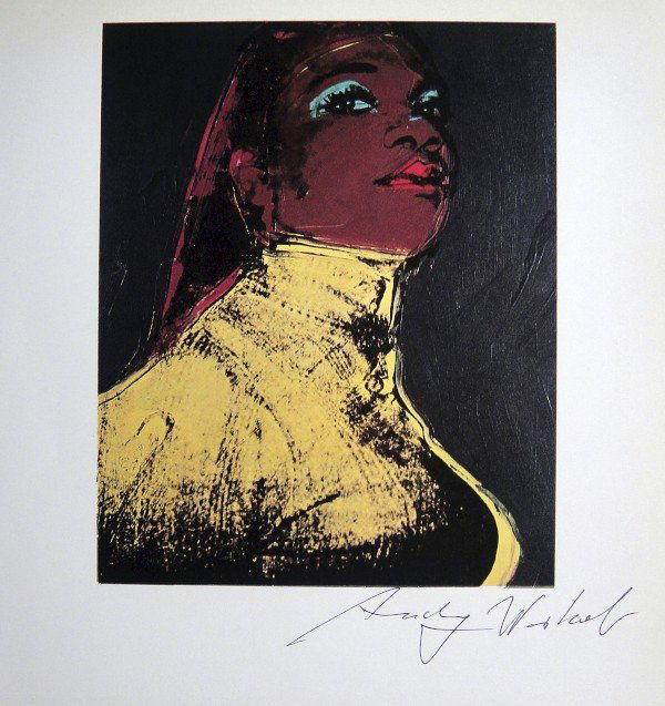 Andy Warhol, signed offset Print, 1975: Signed offset Print "Ladies and gentlemen" by Andy Warhol. Hand singed by Andy Warhol in black pen. From a special VIP book 1975. Size: 8.86 x 7.87 inches (22.5 x 20 cm), titel on the back.