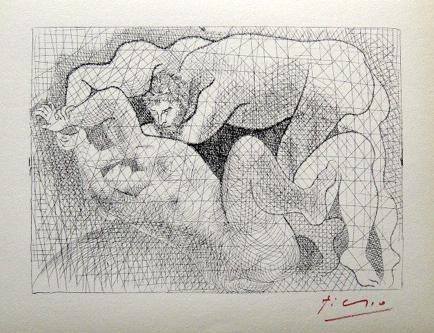 Pablo PICASSO "Suite Vollard" Lithograph 1952: Picasso Lithograph form the Suite Vollard "Le Viol" (Bloch 142). Hand signed in red pencil by Pablo Picasso, Edition from 1952. Size: 8.2 x 11 in (20 x 27 cm).