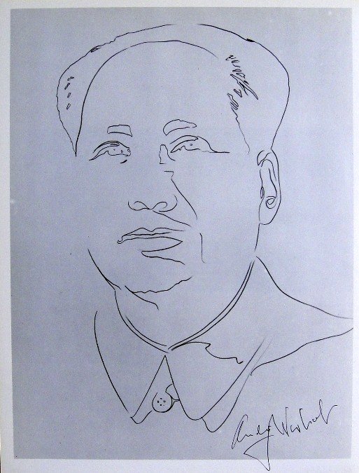 ANDY WARHOL, Signed Print Mao, 1982: Andy WARHOL, "Mao" signed Print. From a signed VIP book from 1982. Hand signed by Andy Warhol in black pen. Size: 11.02 x 8.27 in (28 x 21 cm), printed on the back.