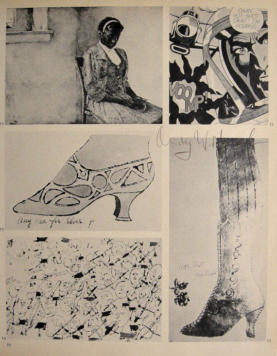 ANDY WARHOL, Signed offset Print, 1965: Andy WARHOL, "Shoes, ..." signed special Print. From a signed VIP book from 1965. Hand signed by Andy Warhol in brown pencil. Size: 10.43 x 7.87 in (26.5 x 20 cm), small numbers.