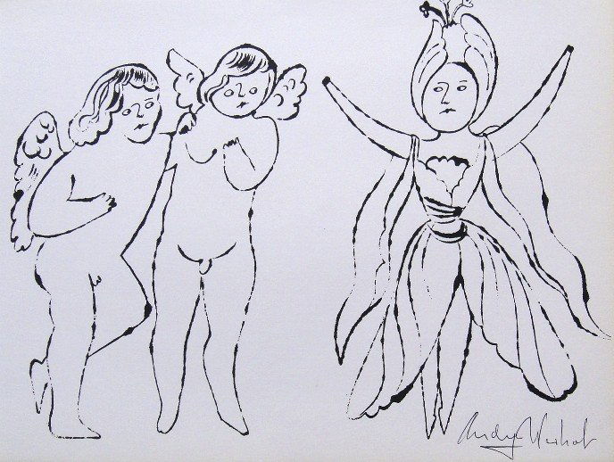 Andy WARHOL, signed offset Print, 1975: Andy Warhol, signed offset Print "In the Bottom of my Garden". From the series "Gold Book". Hand signed by Andy Warhol in black pen. 2nd Edition published in 1975. Size: 8.07 x 11.02 inches (20.5 x 28