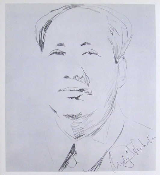 ANDY WARHOL, Signed Print Mao, 1982: Andy WARHOL, "Mao" signed Print. From a signed VIP book from 1982. Hand signed by Andy Warhol in black pen. Size: 8.86 x 8.27 in (22.5 x 21 cm), printed on the back.