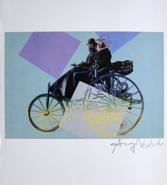 Andy Warhol, signed Print, Cars, 1986: Andy WARHOL, "Cars" signed Print. From a signed VIP book from 1986. Hand signed by Andy Warhol in silver pen. Size: 12.2 x 9.65 in (31 x 24.5 cm), small page number.
