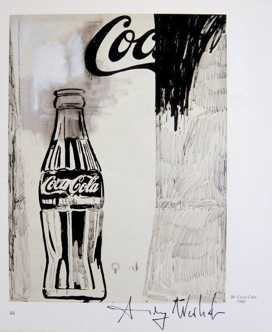Andy Warhol, signed Print, Coca-Cola, 1986: Andy WARHOL, "Coca-Cola" signed Print. From a signed VIP book from 1986. Hand signed by Andy Warhol in black pen. Small picture number and title and printed on the back. Size: 10.63 x 9.06 in (27 x 23