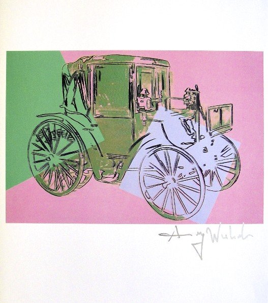 Andy Warhol, signed Print, Cars, 1986: Andy WARHOL, "Cars" signed Print. From a signed VIP book from 1986. Hand signed by Andy Warhol in silver pen. Small page number and printed on the back. Size: 12.2 x 9.65 in (31 x 24.5 cm).