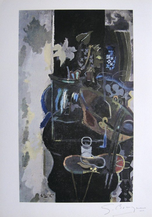 George Braque, signed Lithograph, 1965: George Braque, signed Lithograph "Le Chaudron", 1965. Hand signed by Braque in pencil. Prov: Galerie Maeght, Paris. Size: 14.57 x 10.63 inches (37 x 27 cm), printed on the back.