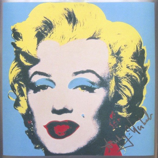 ANDY WARHOL, Signed Print, 1982: Andy WARHOL, "Marilyn Monroe", signed Print. From a signed VIP-catalog from 1982. Hand signed by Andy Warhol in silver pen. Size: 9 x 9 in (23 x 23 cm).
