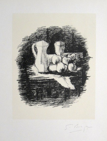 Georges Braque Lithograph Ecole de Paris 1952: Original lithograph from a VIP folder, 1952. Hand signed by Georges Braque in pencil. Lithograph: Fernand Mourlot, Paris. Editeur and Prov: Galerie Maeght, Paris. Size: 11.8 x 9 inches (30 x 23 cm), p