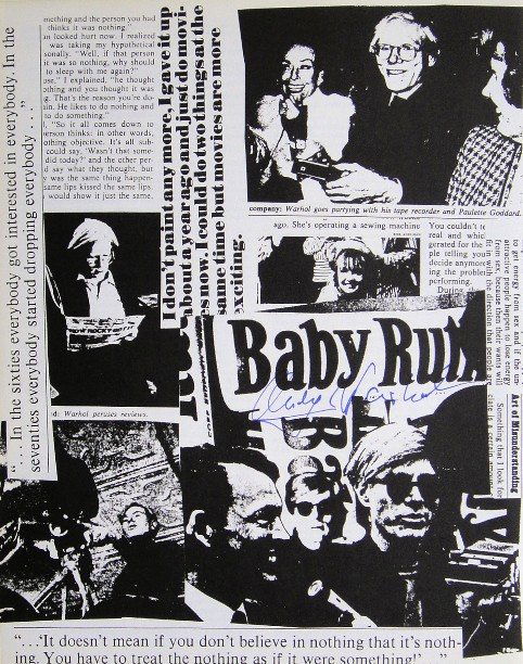 Andy Warhol, signed Print, Magazine, 1976: Andy WARHOL, "Magazine" signed Print. From a signed VIP book from 1976. Hand signed by Andy Warhol in blue pen. Size: 10.24 x 8.07 in (26 x 20.5 cm), printed on the back.