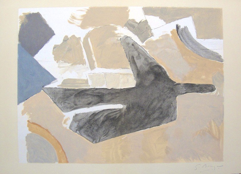 Georges Braque, original signed Lithograph, 1967: Original Lithograph "Derriere le Miroir" No 166 by Georges Braque. Hand signed by Georges Braque in pencil. From a signed VIP book, published in 1967. Editeur: Galerie Maeght, Paris. With book fold an