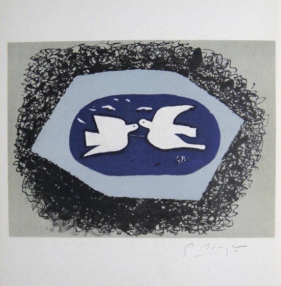 Georges Braque, original signed Lithograph, 1967: Original Lithograph "Derriere le Miroir" No 166 by Georges Braque. Hand signed by Georges Braque in pencil. From a signed VIP book, published in 1967. Editeur: Galerie Maeght, Paris. Size: 7.48 x 10.8