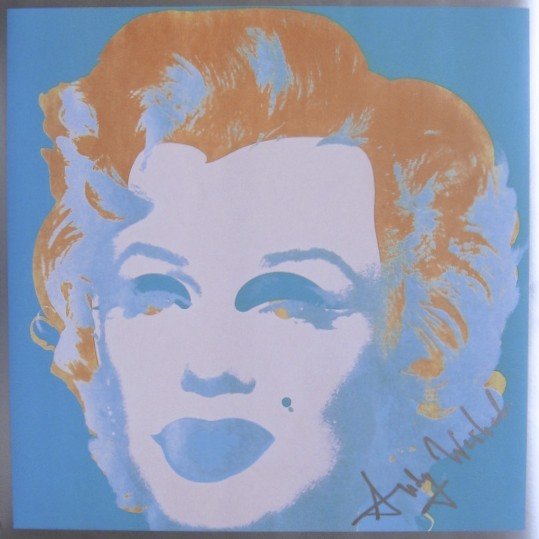 ANDY WARHOL, Signed Print, 1982: Andy WARHOL, "Marilyn Monroe", signed Print. From a signed VIP-catalog from 1982. Hand signed by Andy Warhol in silver pen. Size: 9 x 9 inches (23 x 23 cm).