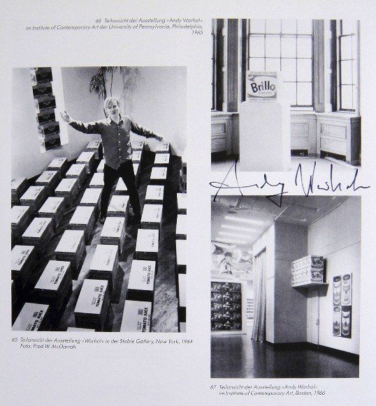 Andy Warhol, signed Print, Andy Warhol Exhibition, 1986: Andy WARHOL, "Andy Warhol Exhibition" signed Print. From a signed VIP book from 1986. Hand signed by Andy Warhol in black pen. With titel, page number and printed on the back. Size: 10.43 x 8.86 in (2