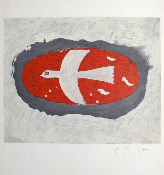 Georges Braque, original signed Lithograph, 1967: Original Lithograph "Derriere le Miroir" No 166 by Georges Braque. Hand signed by Georges Braque in pencil. From a signed VIP book, published in 1967. Editeur: Galerie Maeght, Paris. Size: 7.48 x 10.8