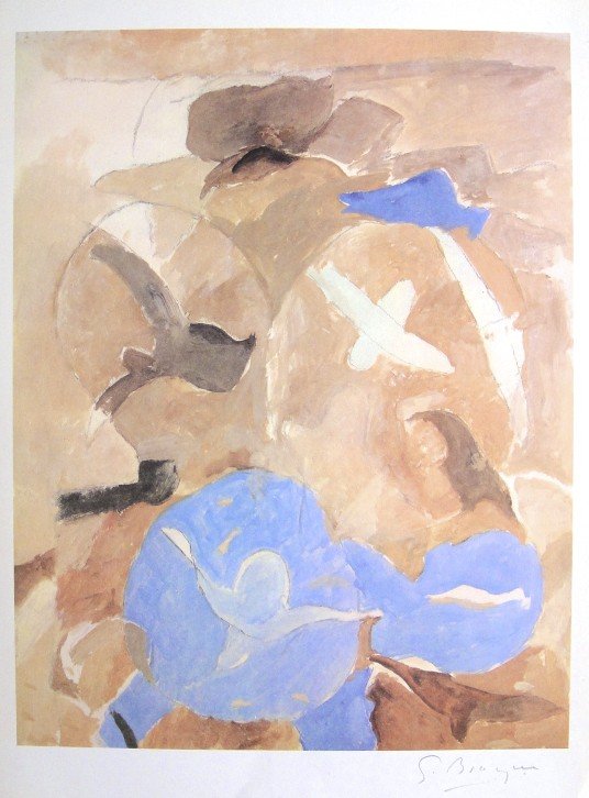 Georges Braque, original signed Lithograph, 1967: Original Lithograph "Derriere le Miroir" No 166 by Georges Braque. Hand signed by Georges Braque in pencil. From a signed VIP book, published in 1967. Editeur: Galerie Maeght, Paris. Size: 7.48 x 10.8