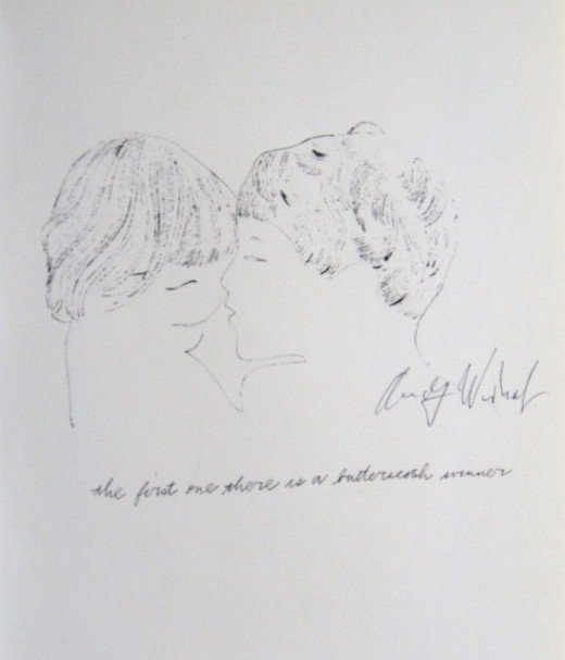 ANDY WARHOL, Signed Heliolithograph, Gold Book: Heliolithograph by Andy Warhol. From the series "Gold Book". Hand signed by Andy Warhol in black pen. 2nd Edition published in 1975. Size: 11 x 8.2 in (28 x 21 cm), printed on the back.