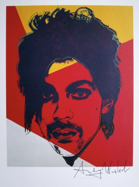 Andy Warhol, signed Print, Prince, 1986: Andy WARHOL, "Prince" signed Print. From a signed VIP book from 1986. Hand signed by Andy Warhol in black pen. Size: 9.45 x 7.09 inches (24 x 18 cm).