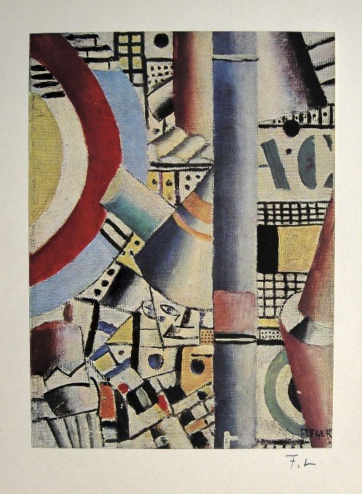 Fernand Leger, signed Print CLOWNS, 1918: Signed original print "Clowns" by Fernand Leger, 1918. The print is glued on a beautiful paper. Hand signed by Leger in black pencil on the base and signed in the plate. Collection particuliere, Paris