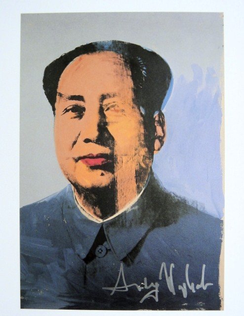 Andy Warhol, signed Print, Mao, 1986: Andy WARHOL, "Mao" signed Print. From a signed VIP book from 1986. Hand signed by Andy Warhol in silver pen. Size: 8.66 x 5.91 inches (22 x 15 cm), printed on the back.