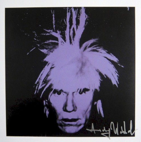 Andy Warhol, signed Print, Self-Portrait, 1986: Andy WARHOL, "Self-Portrait" signed Print. From a signed VIP book from 1986. Hand signed by Andy Warhol in silver pen. Size: 7.48 x 7.48 inches (19 x 19 cm), printed on the back.