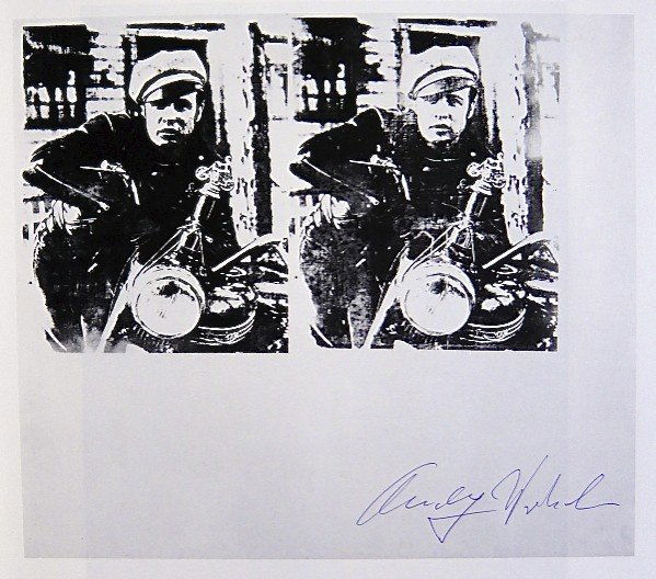 Andy Warhol, signed Print, Silver Marlon, 1986: Andy WARHOL, "Silver Marlon" signed Print. From a signed VIP book from 1986. Hand signed by Andy Warhol in blue pen. Size: 7.09 x 8.27 inches (18 x 21 cm), printed on the back.
