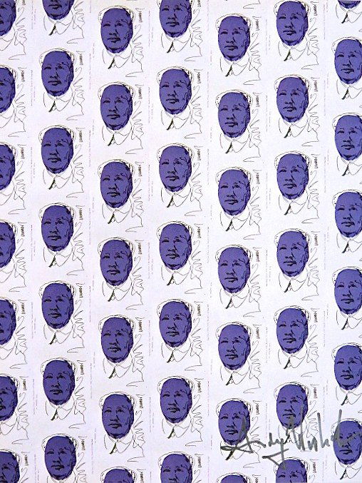 Andy Warhol, signed Print, Purple Maos, 1986: Andy WARHOL, "Purple Maos" signed Print. From a signed VIP book from 1986. Hand signed by Andy Warhol in silver pen. Size: 11.61 x 8.66 inches (29.5 x 22 cm), printed on the back.