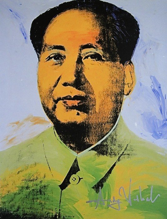 Andy Warhol, signed Print, Mao, 1986: Andy WARHOL, "Mao" signed Print. From a signed VIP book from 1986. Hand signed by Andy Warhol in silver pen. Size: 11.61 x 8.66 inches (29.5 x 22 cm), printed on the back.