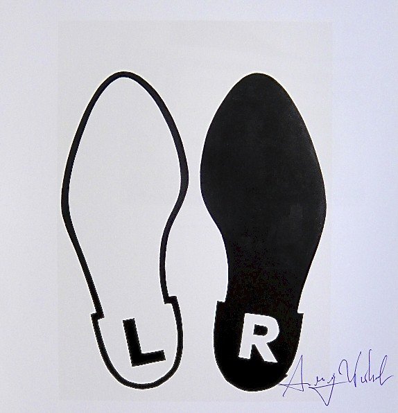 Andy Warhol, signed Print, Dancestep, 1986: Andy WARHOL, "Dancestep" signed Print. From a signed VIP book from 1986. Hand signed by Andy Warhol in blue pen. Size: 8.66 x 8.27 inches (22 x 21 cm), printed on the back.