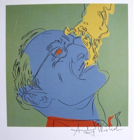Andy Warhol, signed Print, Hermann Hesse, 1986: Andy WARHOL, "Hermann Hesse" signed Print. From a signed VIP book from 1986. Hand signed by Andy Warhol in black pen. Size: 9.84 x 8.66 inches (25 x 22 cm), printed on the back.