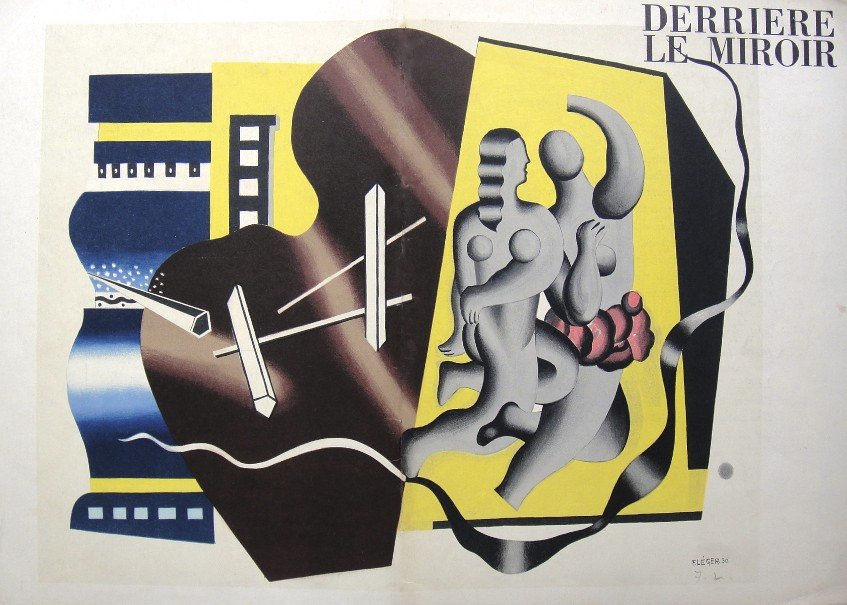 Fernand Leger, original signed Lithograph, 1955: Original Lithograph "Derriere le Miroir" No 79-80-81 by Fernand Leger. Hand signed by Fernand Leger in pencil. From a signed VIP book, published in 1955. Editeur: Galerie Maeght, Paris. With book fold
