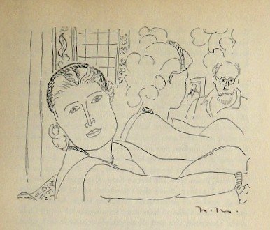 Henri MATISSE, hand signed Lithograph, 1944: Beautiful rare Lithograph by Henri Matisse. From a signed VIP book, published in 1944. Hand signed by Matisse in black ink. Editeur: P. A. Norstedl & Soner, Stockholm. Size: 4.33 x 5.12 inches (11 x 1