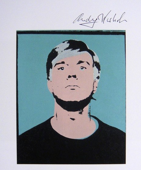 Andy Warhol, signed Print, Self-Portrait, 1986: Andy WARHOL, "Self-Portrait" signed Print. From a signed VIP book from 1986. Hand signed by Andy Warhol in black pen. Size: 7.87 x 6.3 inches (20 x 16 cm), printed on the back.