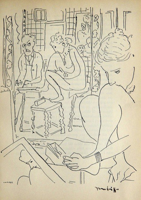 Henri MATISSE, hand signed Lithograph, 1944: Beautiful rare Lithograph by Henri Matisse. From a signed VIP book, published in 1944. Hand signed by Matisse in black ink. Editeur: P. A. Norstedl & Soner, Stockholm. Size: 9.45 x 6.5 inches (24 x 16