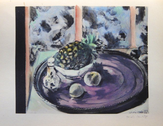 Henri Matisse colored and signed Lithograph 1947: Henri Matisse hand colored and hand signed Lithograph from a VIP folder. Preface de Jean Cassou, Conservateur du Musee d'Art Moderne 1947. Hand colored and hand signed by Matisse in pencil. Editeur: B