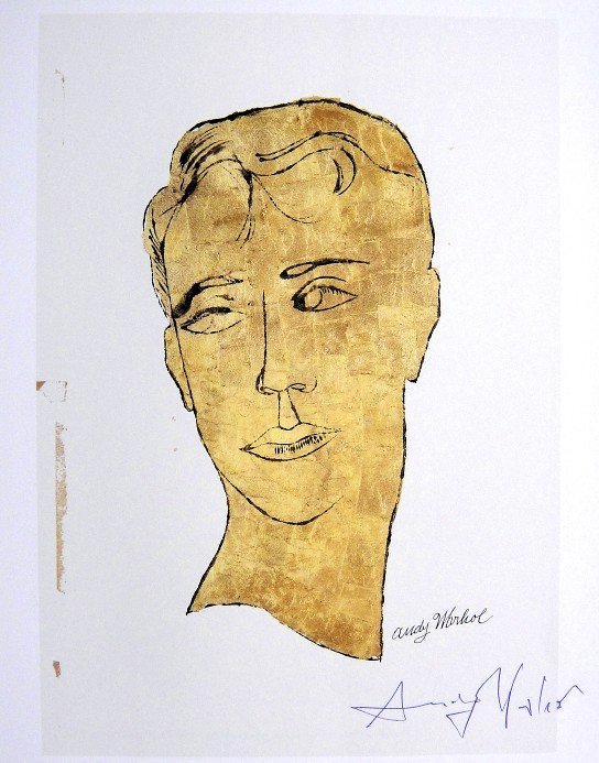 Andy Warhol, signed Print, Untitled, 1986: Andy WARHOL, "Untitled" signed Print. From a signed VIP book from 1986. Hand signed by Andy Warhol in blue pen. Size: 10.63 x 8.66 inches (27 x 22 cm), printed on the back.