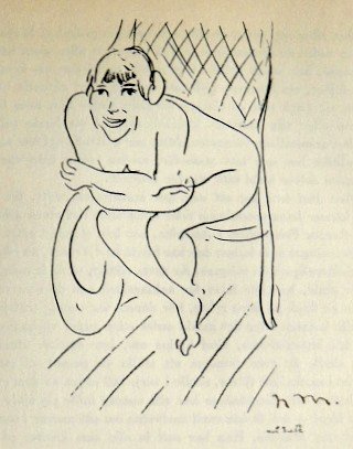 Henri MATISSE, hand signed Lithograph, 1944: Beautiful rare Lithograph by Henri Matisse. From a signed VIP book, published in 1944. Hand signed by Matisse in black ink. Editeur: P. A. Norstedl & Soner, Stockholm. Size: 4.72 x 5.12 inches (12 x 1