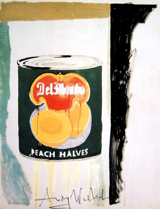 Andy Warhol, signed Print, Peach Halves, 1986: Andy WARHOL, "Peach Halves" signed Print. From a signed VIP book from 1986. Hand signed by Andy Warhol in black pen. Size: 8.27 x 6.3 inches (21 x 16 cm), printed on the back.