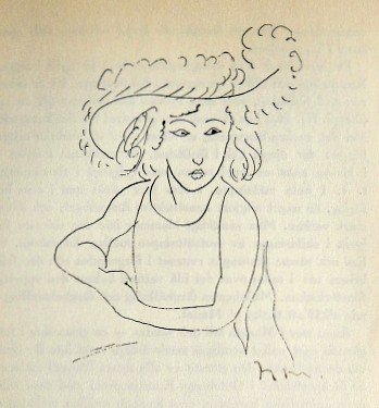 Henri MATISSE, hand signed Lithograph, 1944: Beautiful rare Lithograph by Henri Matisse. From a signed VIP book, published in 1944. Hand signed by Matisse in black ink. Editeur: P. A. Norstedl & Soner, Stockholm. Size: 4.33 x 5.12 inches (11 x 1